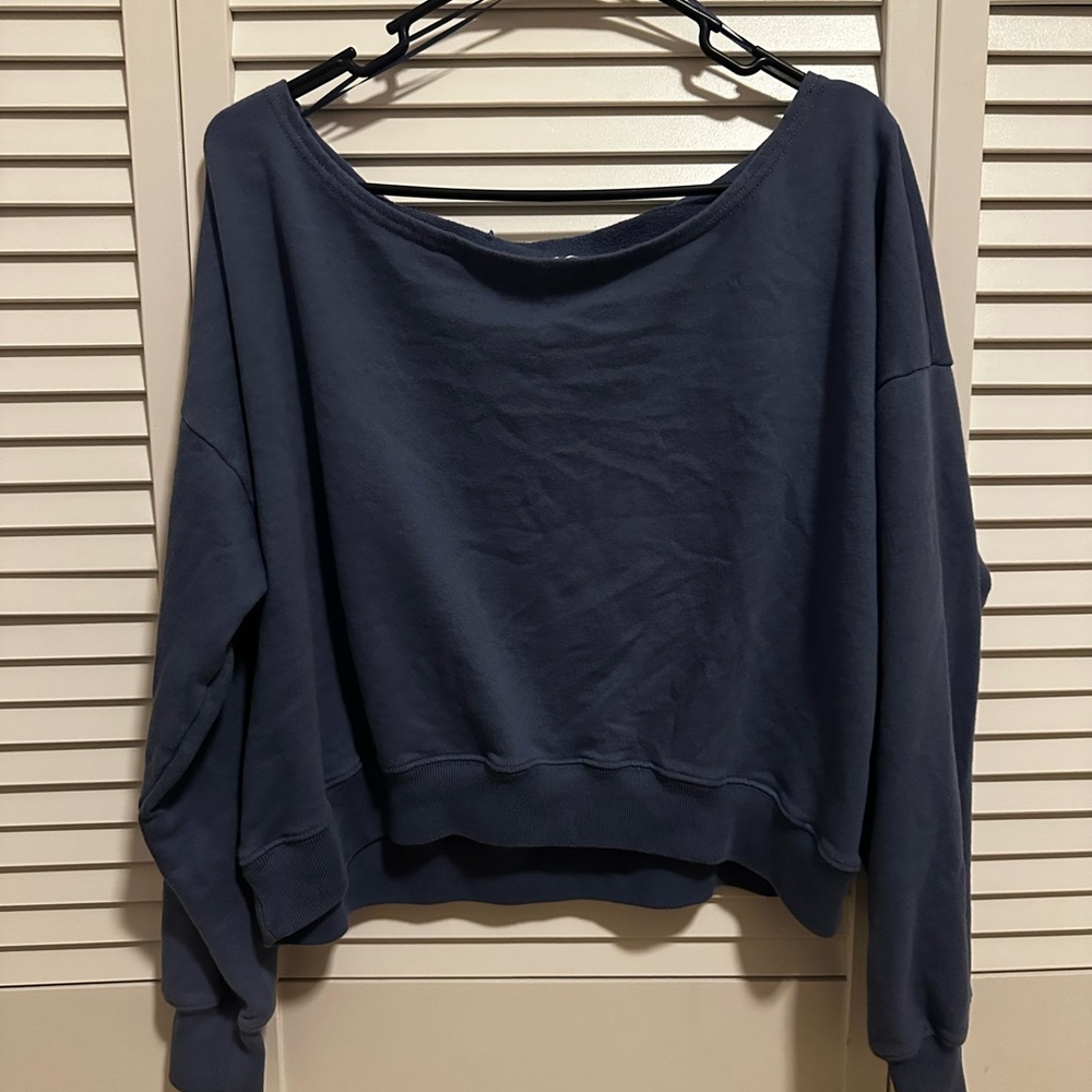 Hollister Navy Blue Wide Neck Sweatshirt